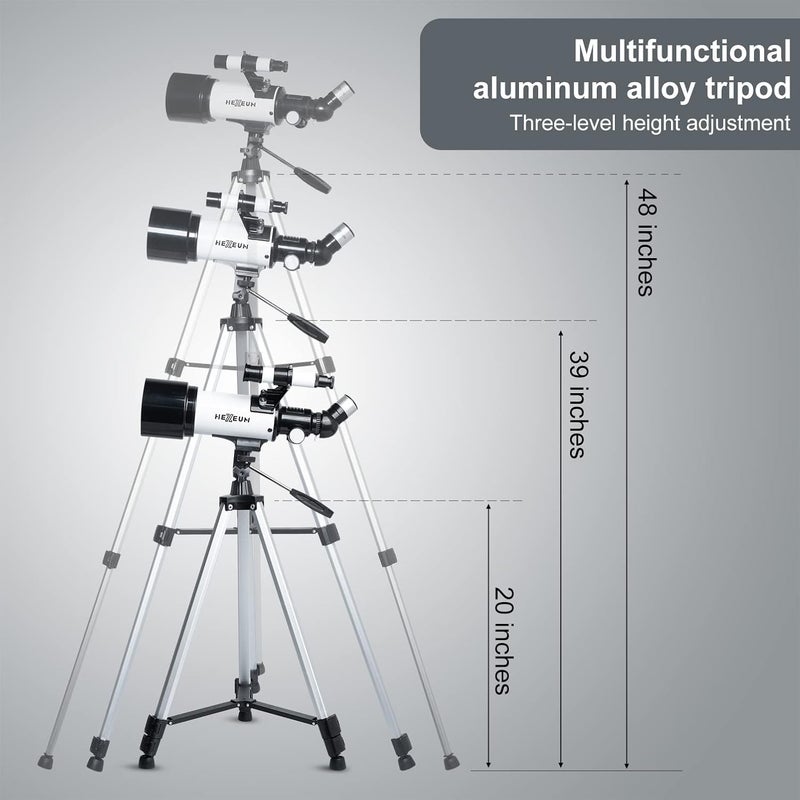HEXEUM Telescope for Kids & Adults - 70mm Aperture 500mm AZ Mount Fully Multi-Coated Optics Astronomical refracting Portable Telescopes, with Tripod Phone Adapter, Carrying Bag, Remote Control White - Image 5
